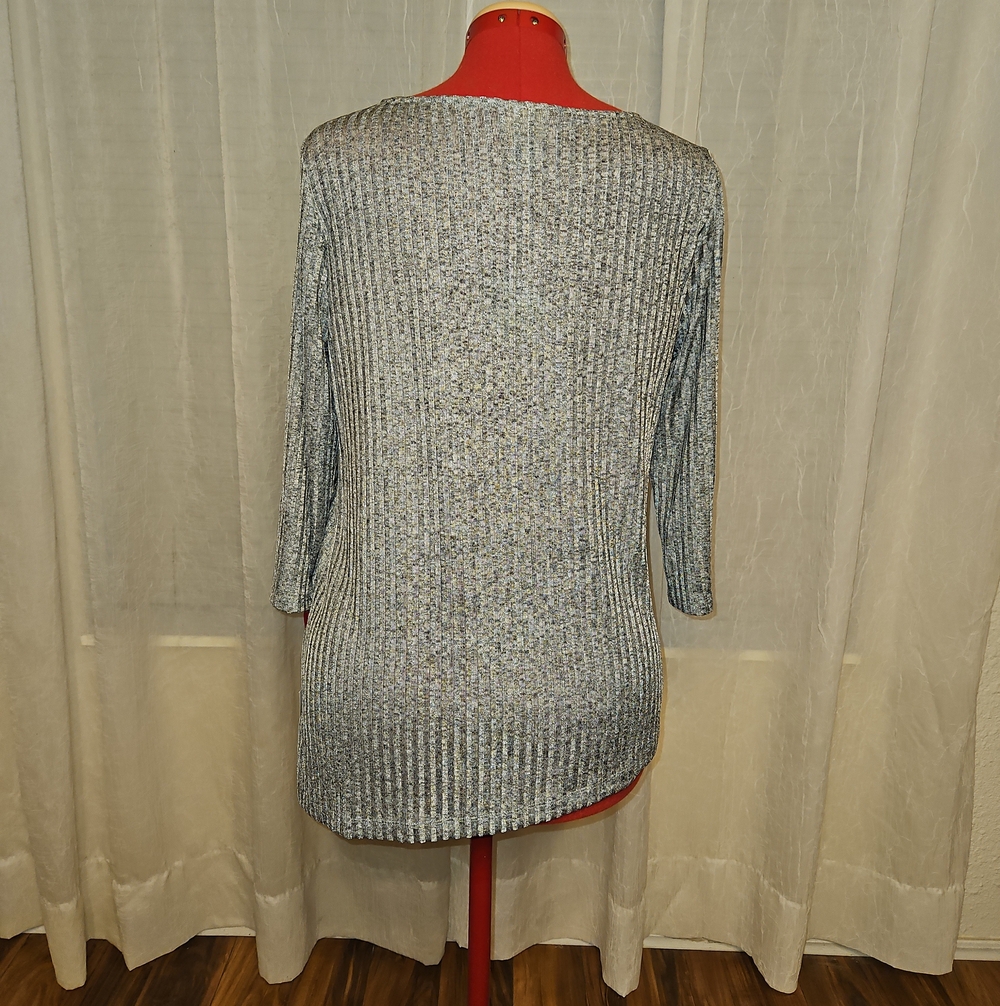 Ruby Rd. Platinm Sparkle Ribbed Layered Tunic Top - Picture 5 of 13
